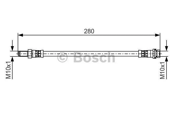 Шланг гальмівний ЗЗАДУ ЛІВОРУЧ/ПРАВОРУЧ FORD TRANSIT 04/06-> / FORD TRANSIT TOURNEO 07/06-> -ua BOSCH 1 987 481 488 (фото 1)