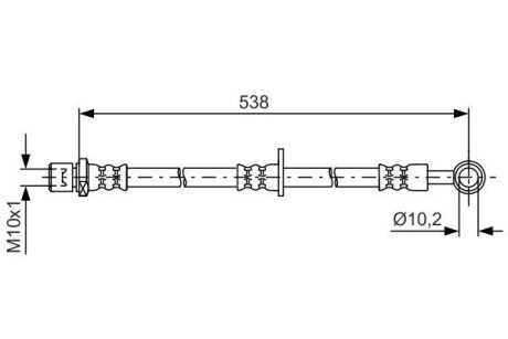 Шланг гальмівний (передній) Subaru Forester/Legacy III/Outback 00-09 (L) (L=538mm) (opt-om) BOSCH 1 987 481 606