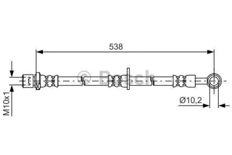 Шланг гальмівний (передній) Subaru Forester/Legacy III/Outback 00-09 (L) (L=538mm) (opt-om) BOSCH 1 987 481 606