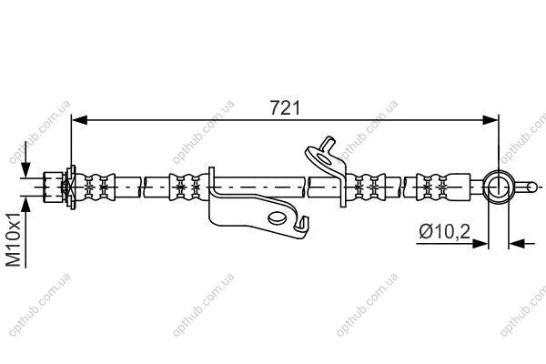 Шланг тормозной Спереди слева TOYOTA PRIUS 1.8 04.2009-12.2015;PRIUS 1.8 PLUG-IN 05.2012-12.2 1 987 481 636 BOSCH 1987481636 (фото 1)