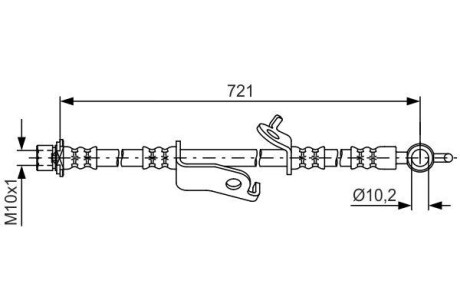 Шланг гальмівний СПЕРЕДУ ЛІВОРУЧ TOYOTA PRIUS 1.8 04.2009-12.2015;PRIUS 1.8 PLUG-IN 05.2012-12.2 1 987 481 636-ua BOSCH 1987481636