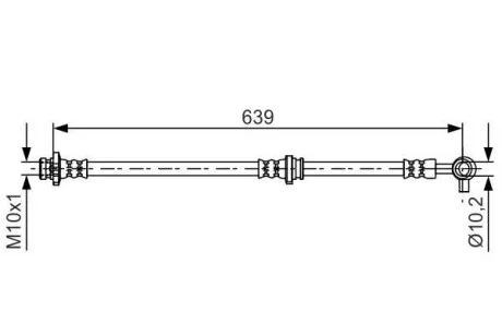 Шланг гальмівний (передній) Nissan Juke 10-19 (L=639mm) (L) (opt-om) BOSCH 1 987 481 696