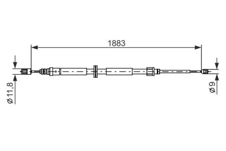Трос ручника (задній) Renault Megane III 08- (1883/1062mm) (opt-om) BOSCH 1 987 482 302