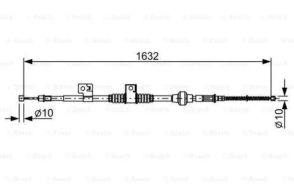 Трос ручного гальма ЗЗАДУ ПРАВОРУЧ MITSUBISHI ASX 1.6 04.2010 - ; OUTLANDER 2.0 DI-D 4X4 02.2007 -ua BOSCH 1 987 482 519 (фото 1)