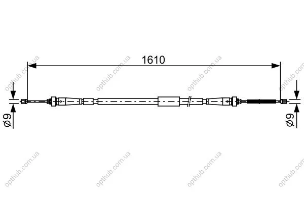 Трос ручного гальма ЗЗАДУ ПРАВОРУЧ RENAULT CLIO IV 1.5 DCI 05.2012 - ; CLIO IV 0.9 05.2012 - ; C -ua BOSCH 1 987 482 636 (фото 1)