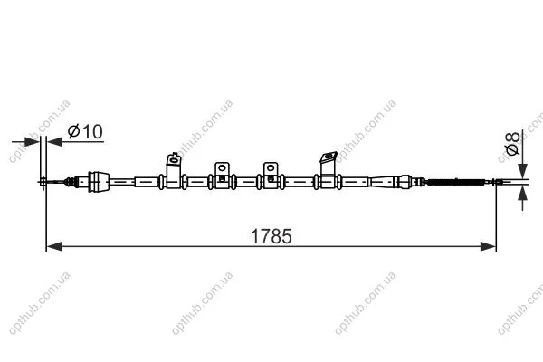 Трос ручного тормоза СЗАДА ПРОВЕРЬ HYUNDAI IX35/TUCSON 2009-2013 BOSCH 1 987 482 922 (фото 1)
