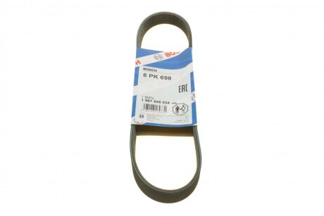 Ремінь генератора поліклиновий Citroen Jumper/Fiat Ducato/Peugeot Boxer 2.0 94- (6PK698 (opt-om) BOSCH 1 987 946 034