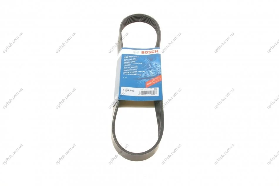 Ремінь генератора Citroen C3/C4/Peugeot 208/308 1.0/1.2 12- (6PK848) UA63 BOSCH 1 987 946 155 (фото 1)