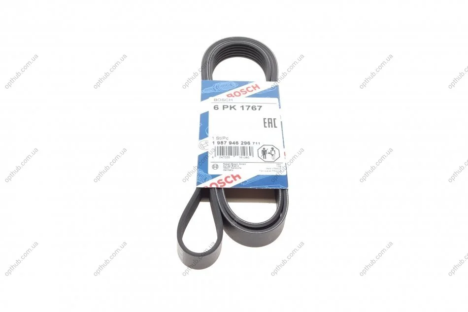 Ремінь генератора VW T4 2.4D/2.5TDI 90-03/Ford Fiesta 1.25-1.6 95-02 (6PK1767) (opt-om) BOSCH 1 987 946 296 (фото 1)