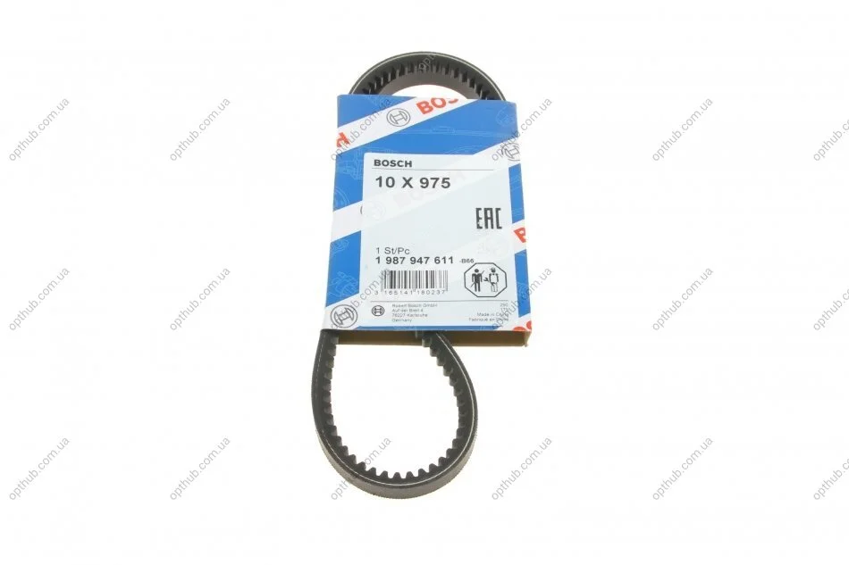 Ремінь генератора VW T4 1.9D/TD 90-96 (10x975) (opt-om) BOSCH 1 987 947 611 (фото 1)