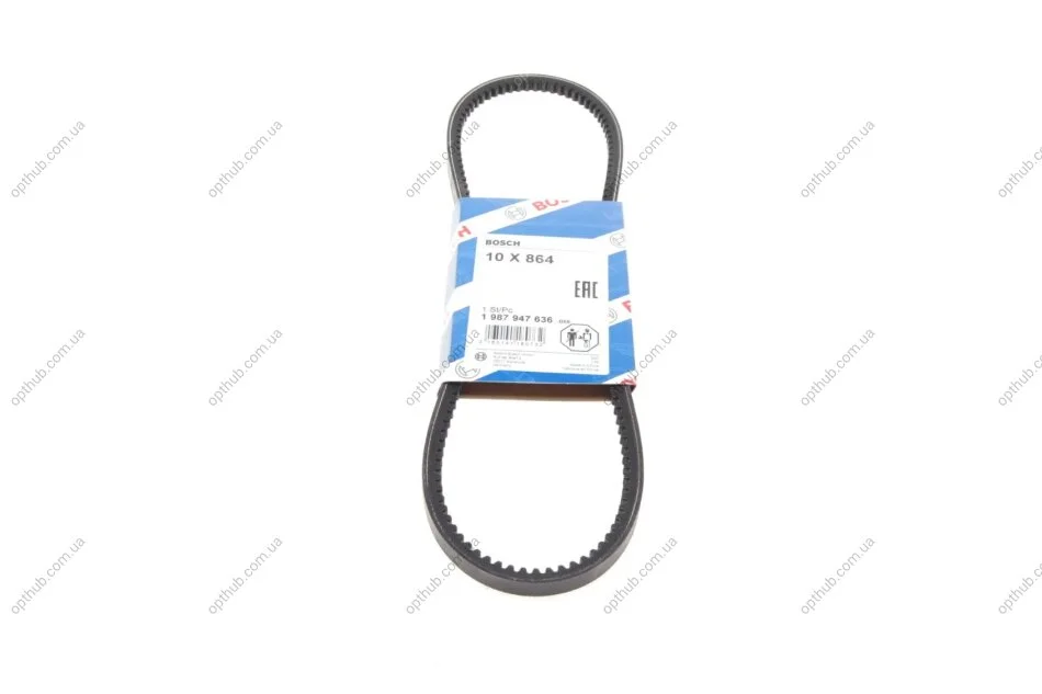 Ремінь генератора VW Jetta 1.6/1.8 82-92/Seat Toledo 1.6-2.0 91-99/Ford Transit 2.0 77- (opt-om) BOSCH 1 987 947 636 (фото 1)