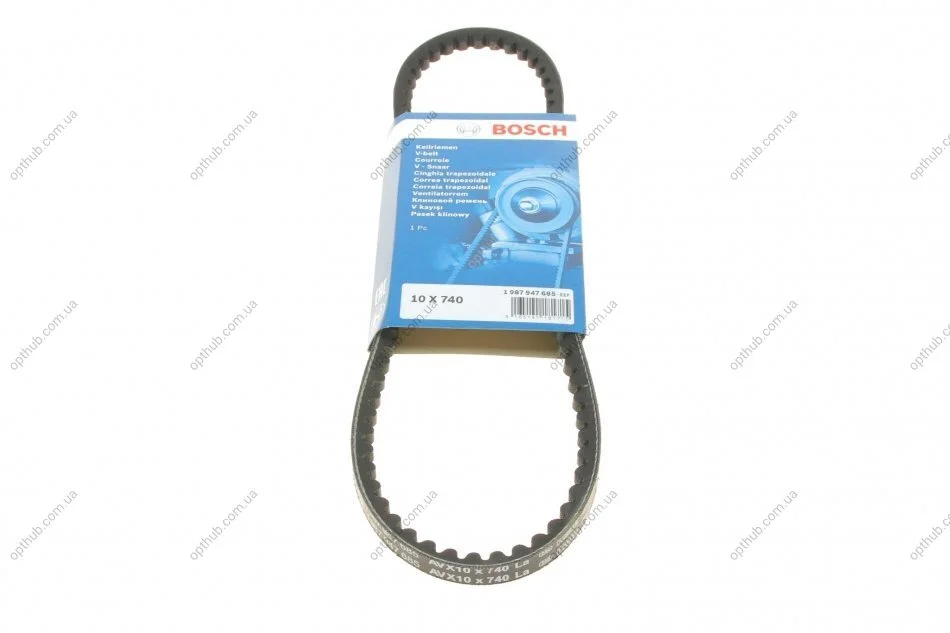 Ремінь генератора VW Jetta/Passat 1.6/1.9TD/D 80-93/Peugeot 305/604 1.5-2.5D 77-86 (10x740) UA63 BOSCH 1 987 947 685 (фото 1)
