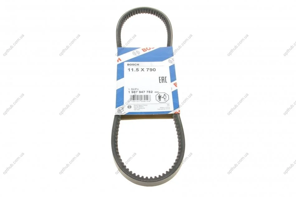 Ремінь генератора Audi 100/200/VW Caddy II/Golf III/IV/Passat/Sharan -04 (11.5x790) UA63 BOSCH 1 987 947 782 (фото 1)