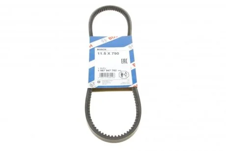 Ремінь генератора Audi 100/200/VW Caddy II/Golf III/IV/Passat/Sharan -04 (11.5x790) UA63 BOSCH 1 987 947 782