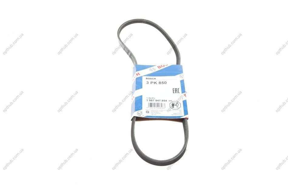 Ремінь генератора Smart Fortwo 0.7i/0.8CDI 04-07/Toyota Yaris 1.3-1.5 99-05 (3PK850) UA63 BOSCH 1 987 947 854 (фото 1)