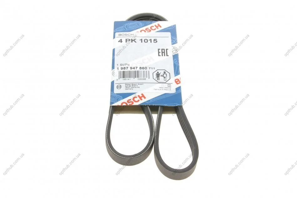 Ремінь генератора Renault Mascott 99-05/Iveco Daily 99-06/Mazda 323 89-96/MX-3 93-98 (4PK10 UA63 BOSCH 1 987 947 860 (фото 1)
