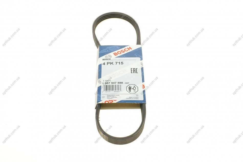 Ремінь генератора Renault Logan/Dacia Sandero 1.4-1.6 04-/Daewoo Matiz 1.0 03- (4PK715) (opt-om) BOSCH 1 987 947 888 (фото 1)