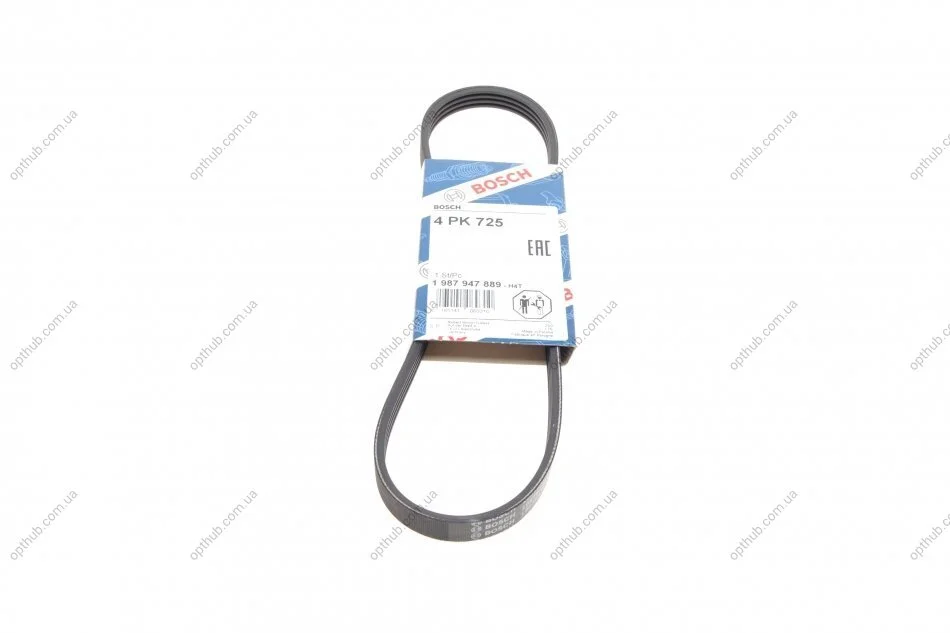 Ремінь генератора Renault Kangoo 1.6i 08-/ Nissan Micra1.0-1.4 92-03 (4PK725) UA63 BOSCH 1 987 947 889 (фото 1)
