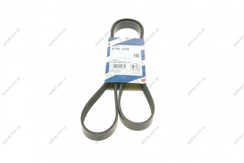 Ремінь генератора Fiat Doblo1.3-1.6 D 10-/Opel Astra F/Corsa B/Vectra B 1.4-1.8/ 94-03 (6PK UA63 BOSCH 1 987 948 315 (фото 1)
