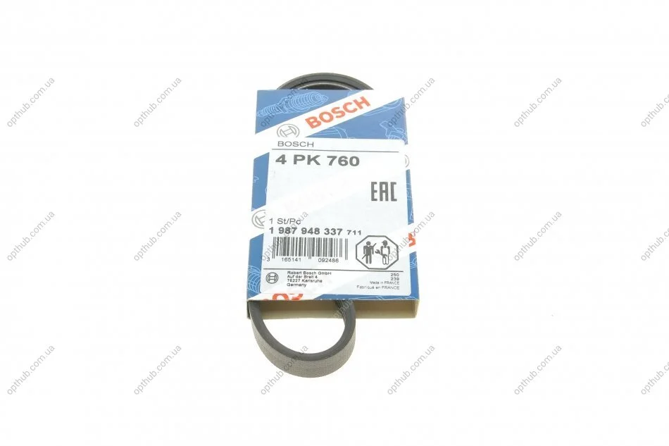 Ремінь генератора Opel Agila 1.0/1.2 08-14/Suzuki Swift 1.2 10- (4PK760) (opt-om) BOSCH 1 987 948 337 (фото 1)