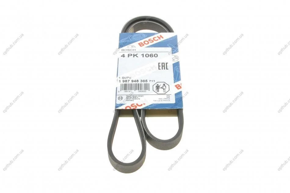 Ремінь генератора Hyundai H-1 2.5 TD/CRDi 97-07/Nissan Micra/Note 1.2/1.4 03-13 (4PK1060) UA63 BOSCH 1 987 948 365 (фото 1)