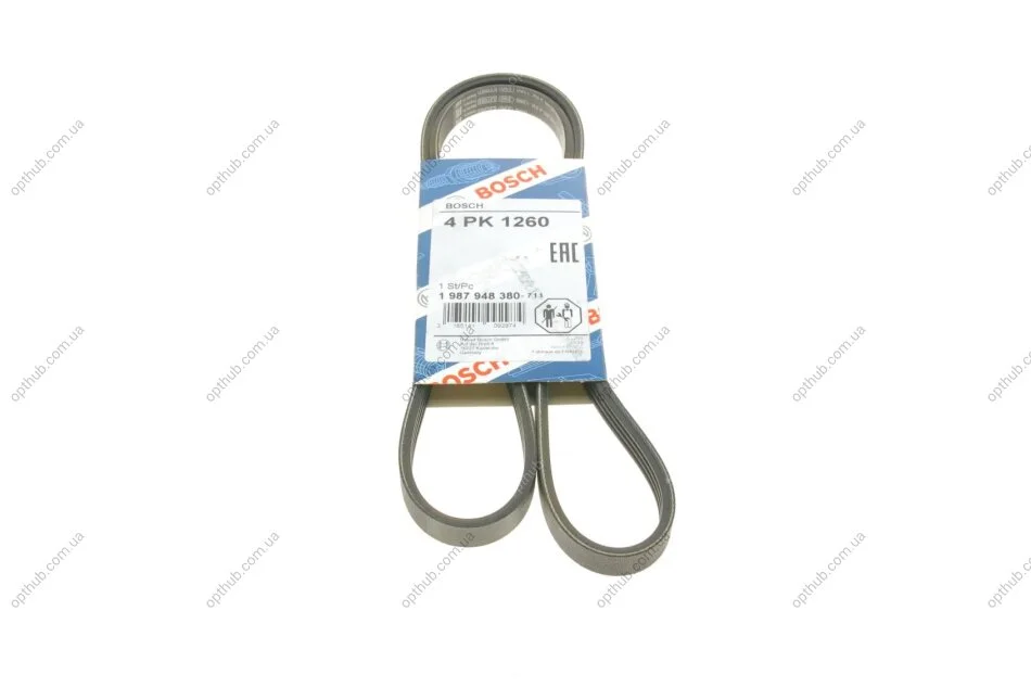 Ремінь генератора Renault Megane I 1.4-1.6i/e (+AC) 96-97/Land Rover Range Rover 92-94 (4PK UA63 BOSCH 1 987 948 380 (фото 1)