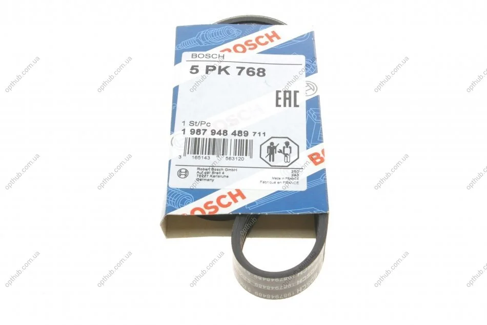 Ремінь генератора Smart Fortwo 0.8CDI 04- (5PK768) (opt-om) BOSCH 1 987 948 489 (фото 1)