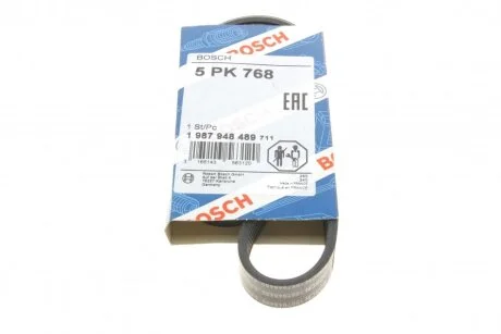 Ремінь генератора Smart Fortwo 0.8CDI 04- (5PK768) (opt-om) BOSCH 1 987 948 489