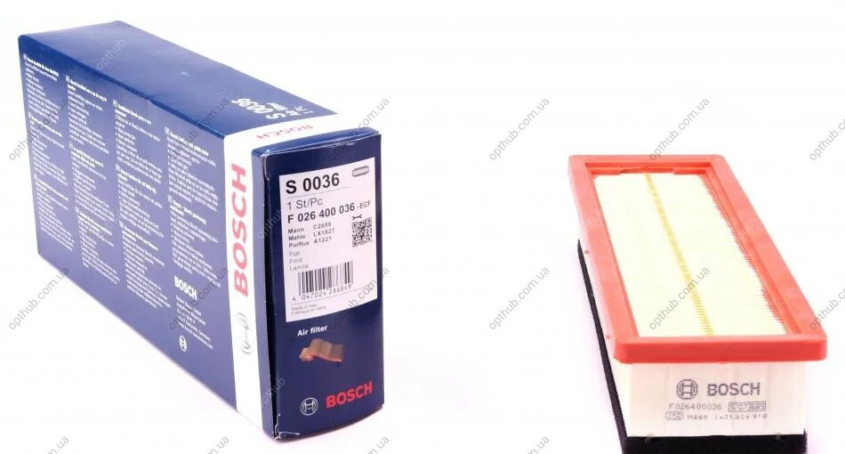 Фільтр повітряний FIAT (вир-во Bosch) F026400036 BOSCH F 026 400 036 (фото 1)