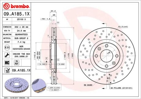 Гальмівний диск BREMBO 09A1851X