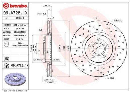 Гальмівний диск BREMBO 09A7281X