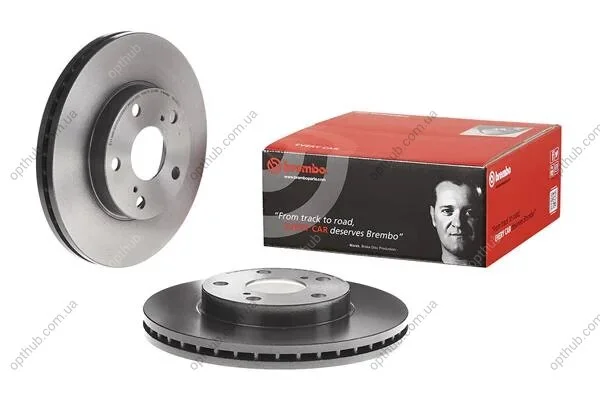 Диск гальмівний ПЕРЕДН TOYOTA AURIS 1.4 1.6 (MADE IN UK) 07-, COROLLA 1.4 D-4D 09- -ua BREMBO 09.A865.11 (фото 1)