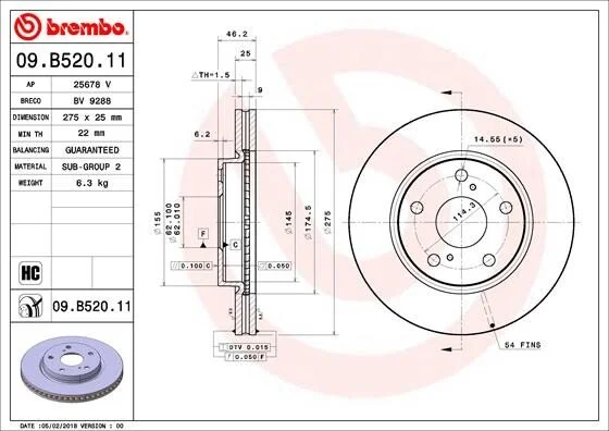 Тормозной диск BREMBO 09.B520.11 (фото 1)