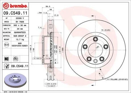 Тормозной диск BREMBO 09.C549.11