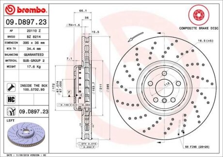 Диск гальмівний BREMBO 09.D897.23