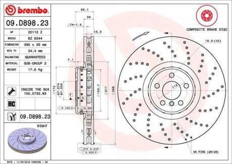 Диск гальмівний BREMBO 09.D898.23