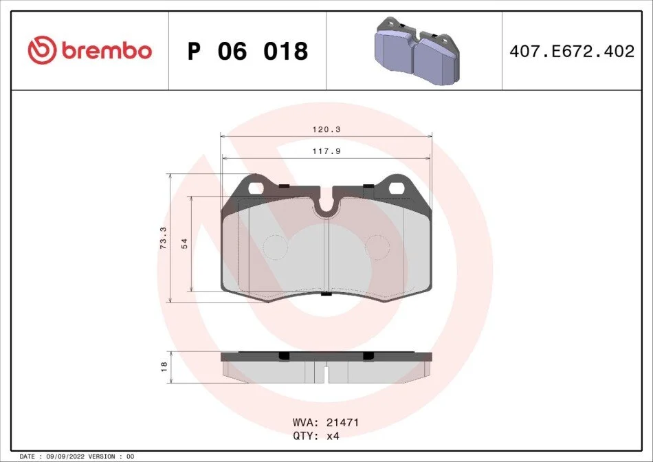 Гальмівні колодки дискові BREMBO P06 018 (фото 1)
