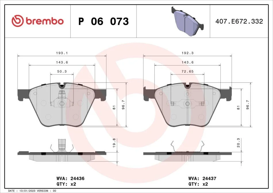 Гальмівні колодки дискові BREMBO P06 073 (фото 1)