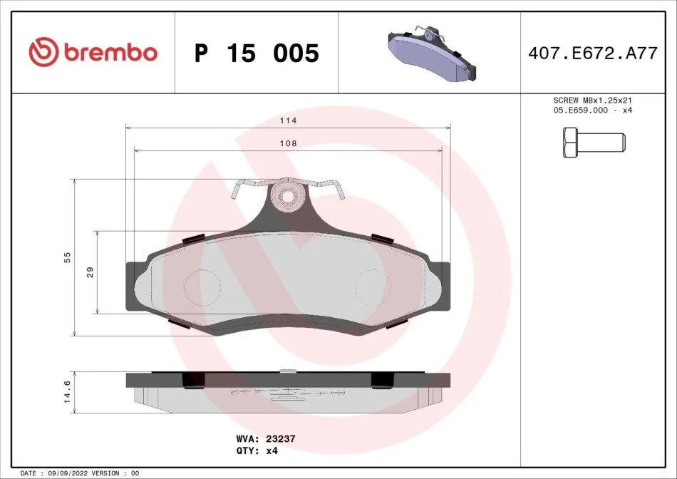 Гальмівні колодки дискові BREMBO P15 005 (фото 1)
