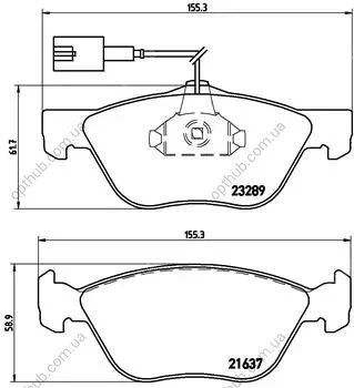 Колодки гальмівні дискові ПЕРЕДН ALFAROMEO 145/146/147/155/156/166 01.1992-,FIAT BRAVO/COUPE/MAREA/MULT P23077 BREMBO P23 077 (фото 1)