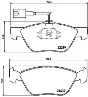 Колодки гальмівні дискові ПЕРЕДН ALFAROMEO 145/146/147/155/156/166 01.1992-,FIAT BRAVO/COUPE/MAREA/MULT P23077 BREMBO P23 077
