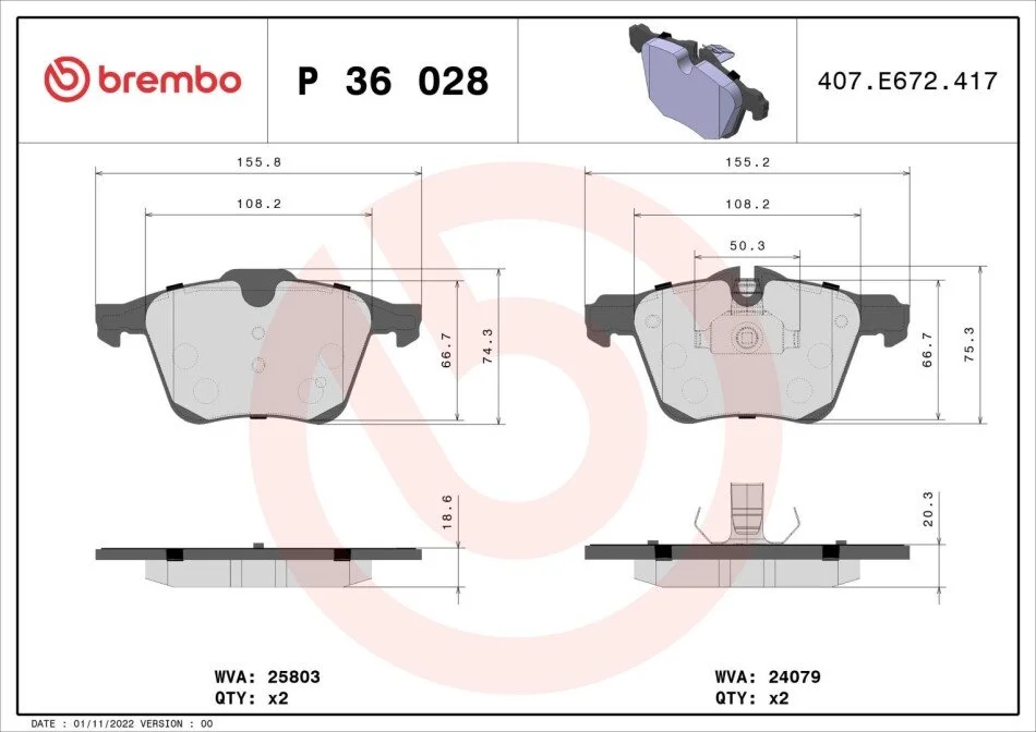 Гальмівні колодки дискові BREMBO P36 028 (фото 1)