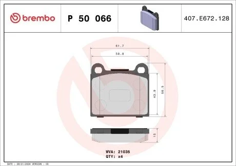 Гальмівні колодки дискові BREMBO P50 066
