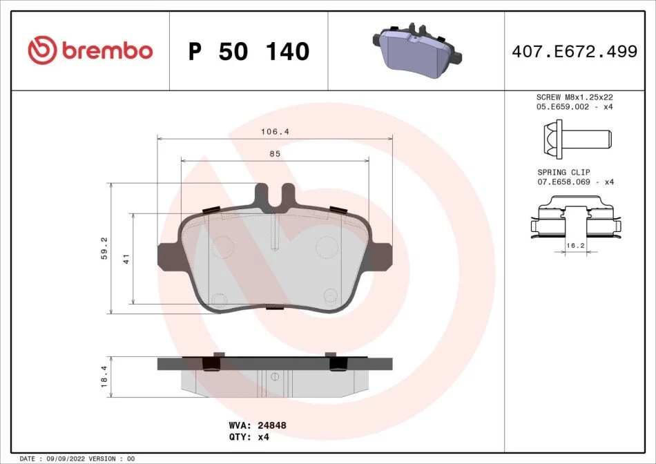 Гальмівні колодки дискові BREMBO P50 140 (фото 1)