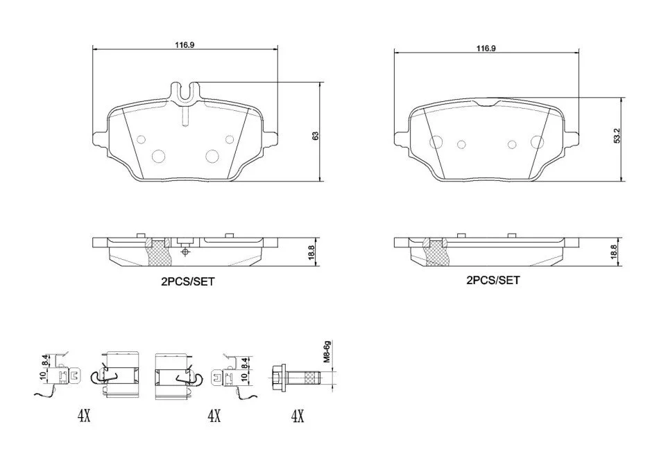 Тормозные колодки дисковые BREMBO P50 162 (фото 1)