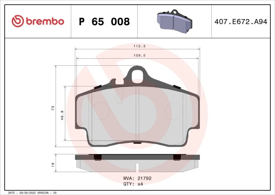 Гальмівні колодки дискові BREMBO P65 008 (фото 1)