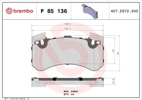 Гальмівні колодки дискові BREMBO P85 136