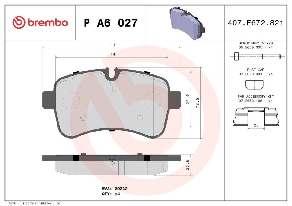 Тормозные колодки дисковые BREMBO PA6 027 (фото 1)