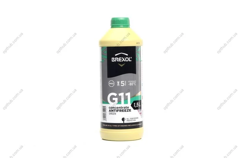 Антифриз GREEN CONCENTRATE G11 (-80C) 1,5L BREXOL Antf-029 (фото 1)