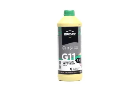 Антифриз GREEN CONCENTRATE G11 (-80C) 1,5L BREXOL Antf-029